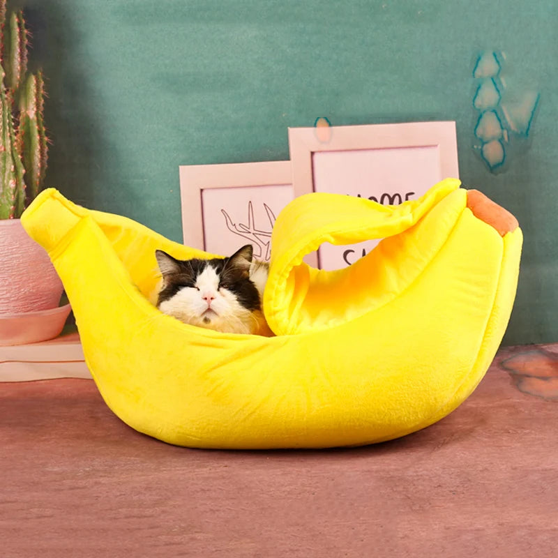 Winter Banana Pet Bedding Comfortable Cat Nest Mat Winter Cushion Warm Soft Funny Kitten Sleeping Bag Cute Cozy Dog Accessories