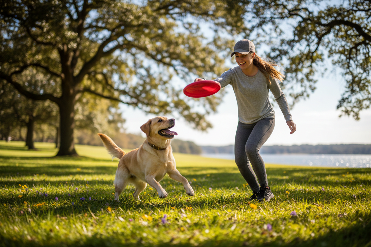 Happy Labrador Playing with Owner